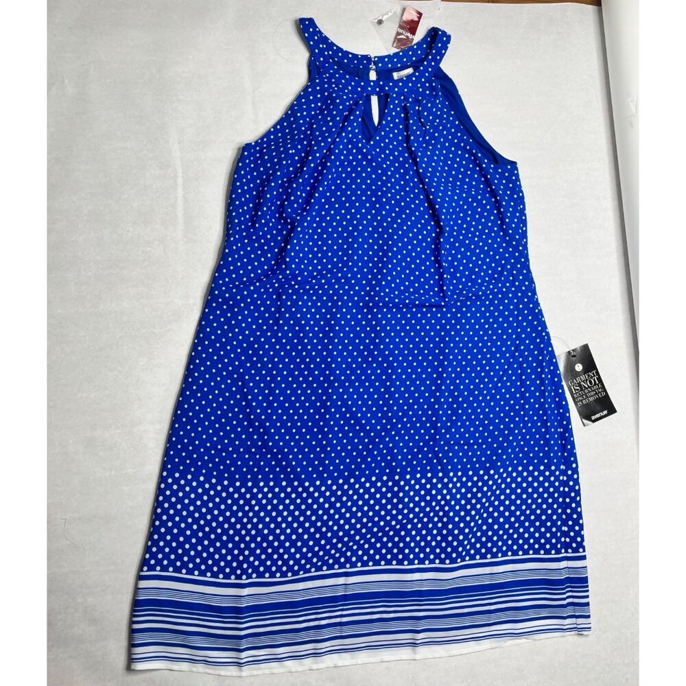 Avenue Blue & White Polka Dot Sleeveless Dress Size 14/16